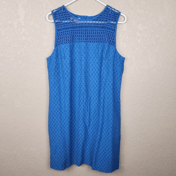 London Times Blue Sleeveless Crochet Dress Size 14 (2928) - Picture 1 of 5